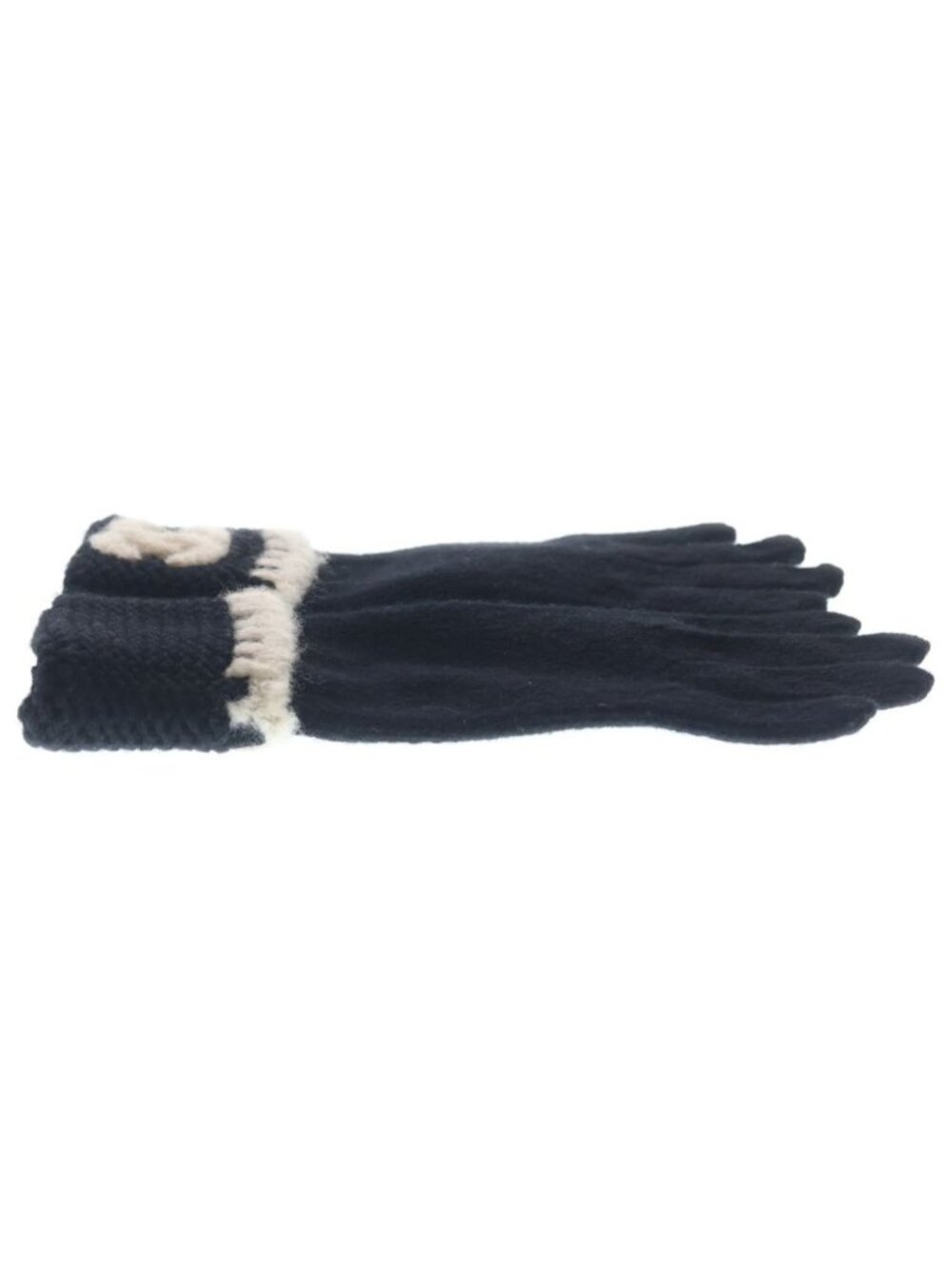 Chanel CC Logo Cashmere Knit Gloves Black - Picture 3 of 6